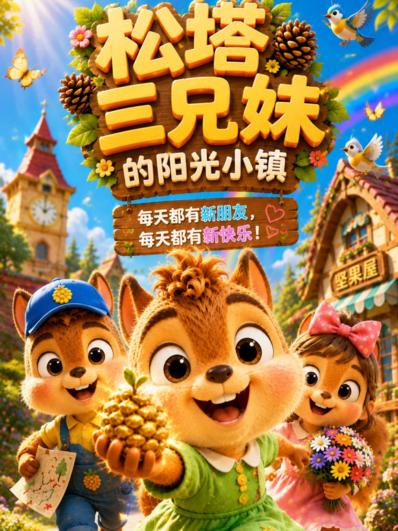 《松塔三兄妹的阳光小镇》 海报 高清在线观看